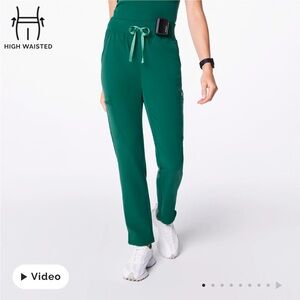 Figs Hunter Green High Waisted Yola Scrub Pants